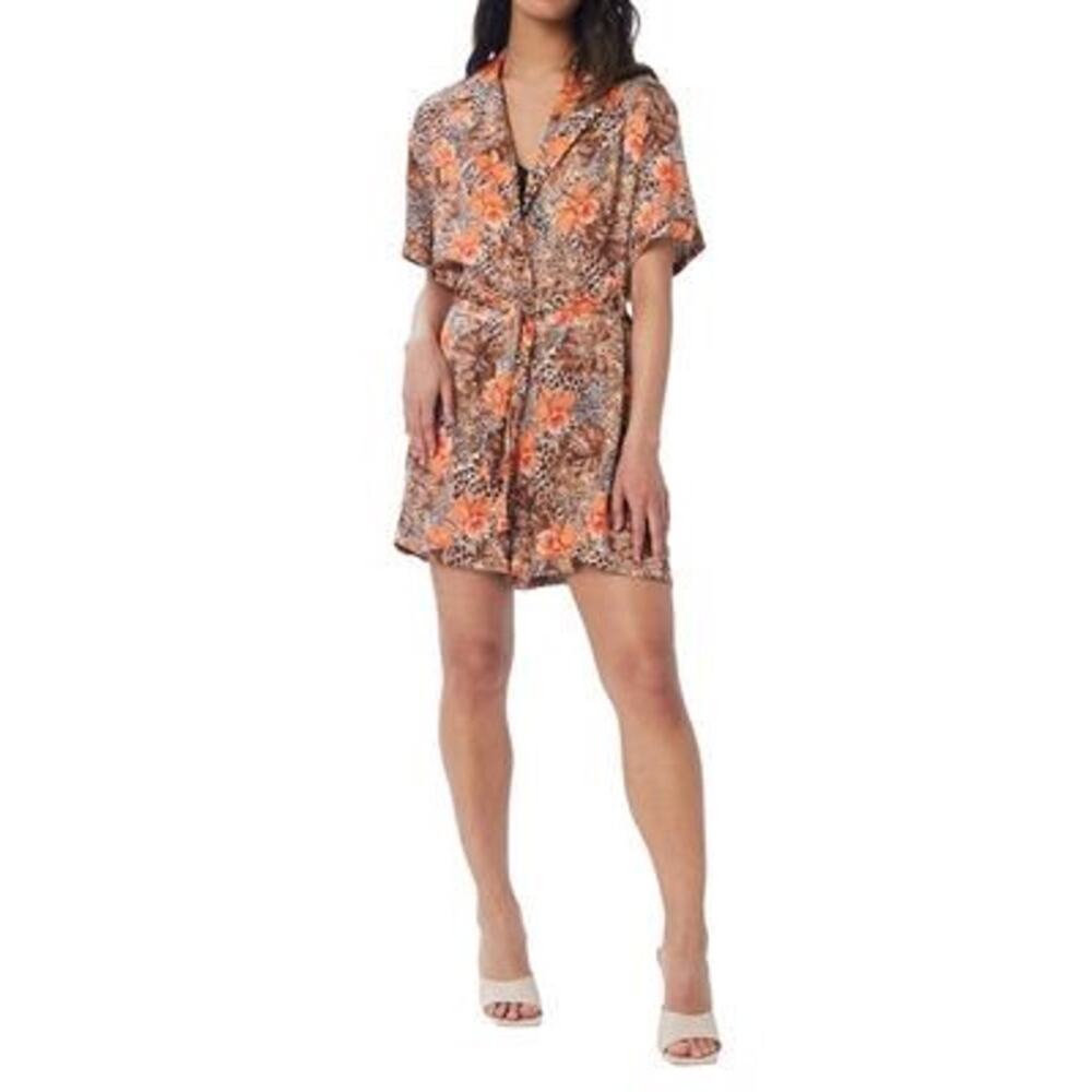 Lita by Ciara NWT‎ Utility Belted Romper in Animal Floral Cherry Tomato Size M